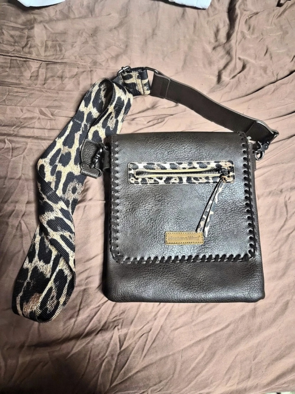 Montana West Brown & Black Animal Print Crossbody Bag